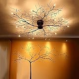 NIAOERFEN Black Modern Chandelier with Branch Shapes,12-Lamp Large Semi Flush Mount Ceiling Light Fixture,Industrial Close to Ceiling Light Fixtures for Living Room Bedroom Kitchen