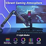 RGB Boom Arm, TONOR Adjustable Mic Stand with RGB Light for HyperX QuadCast/Blue Yeti/Rode NT1, Rotatable Suspension Boom Scissor Stand for Gaming Streaming Podcasting YouTube Recording T90