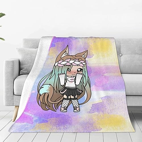 Gacha-Life Kids Adults Ultra-Soft Micro Fleece Blanket Throw All Season Fuzzy Lightweight Throw Blankets for Office Company Home Couch Bed Sofa 80"X60"