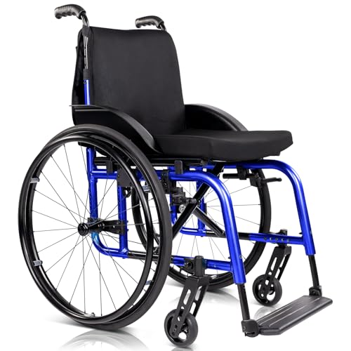 Vive Sports Wheelchair for Adults - Lightweight, Foldable Manual & Transport Wheel Chair - Portable, Small Narrow, Compact & Folding - Collapsible for Travel - Fully Adjustable & Weighs Only 25 lbs