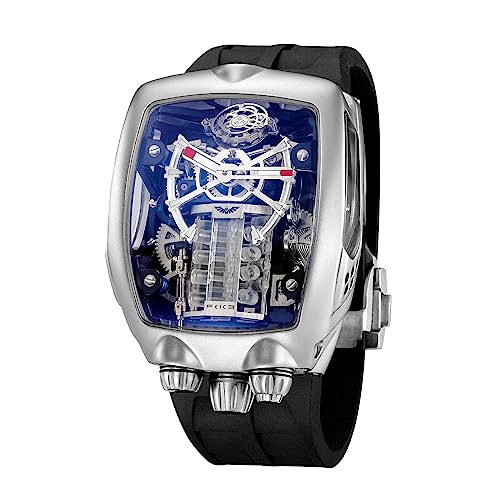 FEICE Watches for Men Automatic Skeleton Watch Waterproof Mineral Glass Japanese Movement Supercar Wristwatch Anti Shock Business Tourbillon FM666 (Black)