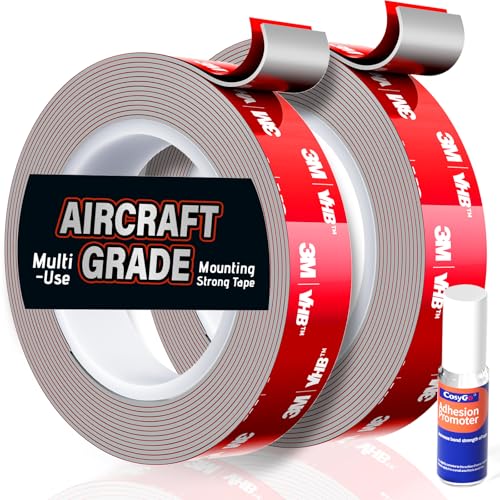 Cosygo Double Sided Tape Heavy Duty Made of 3M VHB, 30FT Outdoor Heat Resistant Automotive Waterproof Mounting Tape, 0.6In Width Super Strong Adhesion Foam Tape
