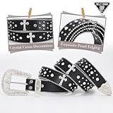 BELTROAD Rhinestone Belt for Men Women, Western Cowboy Cowgirl Belts Bling Leather Belt With Cross and Diamond for Jeans