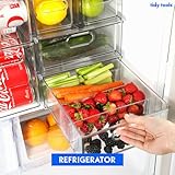 Tidy Tools Clear Refrigerator Organizer Bins For Pantry Organization and Food Storage, Stackable Plastic Storage Bin With Pull-Out Drawer – Kitchen Containers, 3 Pack