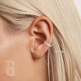 BodyBonita G23 Titanium CZ Double Hoop Nose Ring - Silver 16G Septum Rings Nose Hoop Clicker Cartilage Earring for Women Helix Rook Tragus Conch Piercing Jewelry Daith Snug Ring 11 mm