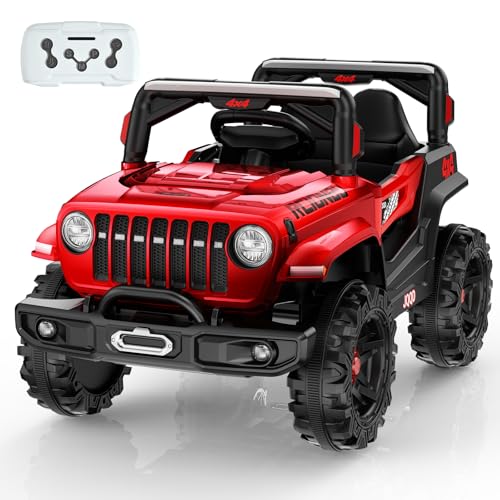 SEALIGHT 12V Kids Ride On Car Truck w/Parent Remote Control, 4 * 380W Motors, 3 Speeds, Emergency Braking, LED Lights, Music & Horn, Kids Electric Vehicles Toddler Electric Car for Girl Boy Gift