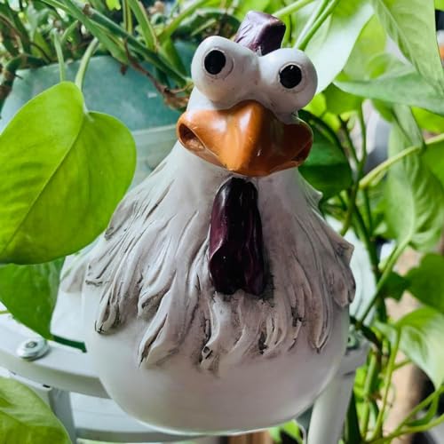gowoppp Chicken Statues Fence Figure Resin Ornaments Decor for Garden Outdoor Decoration -Craft Chicken Hen Sculpture (B)