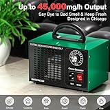 Ozone Generator 45,000mg/h, Industrial/Home O3 Air Purifier Deodorizer for Areas of 2500 Square Feet - High Capacity Ozone Machine Air Ionizer Odor Clean for Rooms, Smoke, Cars, Pets (Green)