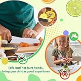 14 Piece Montessori Kids Knife Set for Real Cooking - Safe Plastic & Wooden Kitchen Tool Gift for Toddler Age 2-9 | Learning Toy with Crinkle / Sandwich Cutter & Cutting Board, Birthday