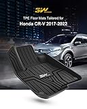 3W Floor Mats & Cargo Liner Fit for Honda CR-V 2017-2022(Not Fit for Hybrid), All Weather TPE Custom Fit Floor Liner 1st, 2nd Row and Full Set Trunk Car Mats Black