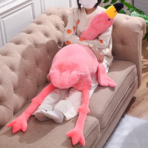 Hollowfly Large Flamingo Stuffed Animal, Giant Plush Toy Flamingo Pillow, Gift for Boys and Girls Birthday Christmas(63 Inch,Pink)