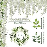 U'Artlines 5Pcs 7.2 Ft/Piece Artificial Wisteria Garland Silk Fake White Wisteria Flowers Hanging Greenery Vines Garlands Rattan for Home Garden Wedding Arch Party Indoor Outdoor Decor