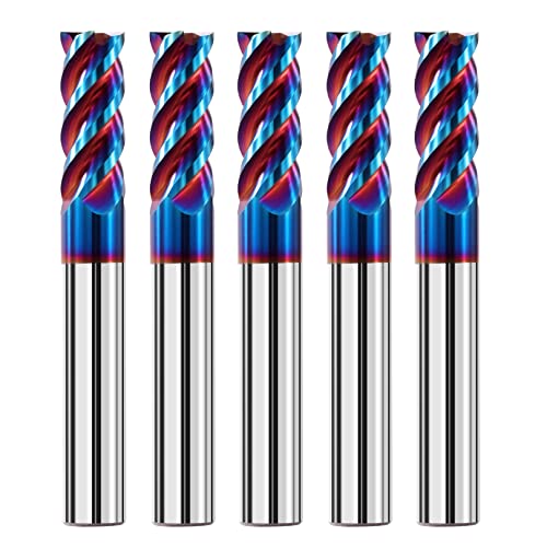 AYCHOLIZ 5PCS 3/8" Solid Carbide Square Nose End Mills Set 65HRC Tungsten Steel Milling Cutter 4 Flute CNC Milling Bits for Stainless Steel Hardness Steel