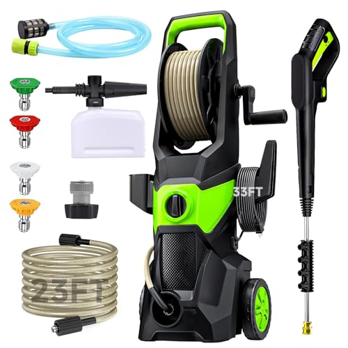 Electric Pressure Washer, 2.5 GPM High Power Washer with 4 Nozzles Set & Foam Cannon, Power Washer for Driveways, Cars, Fences, Decks, Patios, and Outdoor Cleaning