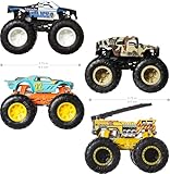 Hot Wheels Toy Monster Trucks Set of 4, 4-Pack of 1:64 Scale Alarm Squad Vehicles, Giant Wheels, Favorite Characters (Amazon Exclusive)