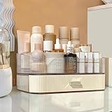 MIUOPUR Makeup Organizer with Stackable Drawers, Bathroom Vanity Organizers and Storage, Ideal for Desk and Dresser Countertops, Great for Cosmetics, skincare, Lipsticks, Nail Care -Cream