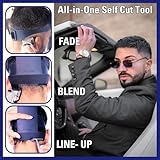 247 Groomed Self Haircut Kit for Men | 2Pcs SelfCut Guide for Men: Neckline Shaving Template & Fade Guide | Adjustable Size Hair Fade Tool & Stable Neck Line Up Tool | Hair Cut for Kids & Seniors