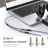 MOSWAG Headphone 3.5mm Splitter Audio Mic Y Splitter Cable, Headphone Mic Audio Adapter, TRRS Headset Adapter Cable Stereo Compatible for, Xbox, PS4, Phone, Laptop, PC (Not for 2 Headphones)