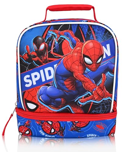 Fast Forward Marvel Spiderman Lunch Box for Kids | Miles Morales Insulated Lunch Bag Lunch Box for Boys, Girls, Toddlers | Spiderman Blue Reusable Lunchbox