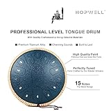 HOPWELL Steel Tongue Drum - 13 Inches 15 Notes Tongue Drum - Hand Pan Drum with Music Book, Handpan Drum Mallets and Carry Bag, D Major (Navy Blue)