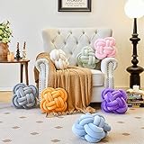 Xuyier Knot Pillow Ball, Decorative Throw Pillows with Velvet Fabric for Couch Bed, 12" Decor Knotted Square Floor Pillow Cushions for Living Room (12 Inches, Sage Green)