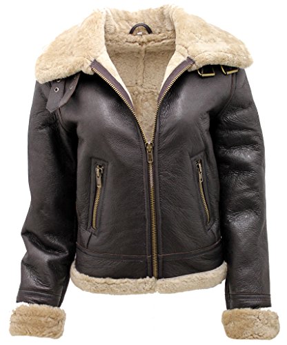 Infinity Women'S Brown B3 Ww2 Ginger Real Thick Sheepskin Leather Flying Jacket M