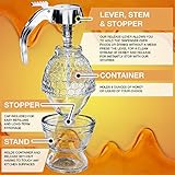 CLEVLI Honey Dispenser – No Drip Glass with Stand – Honey Jar – Clear Glass Honey Container with Dipper 8 Oz – Maple Syrup Dispenser – Honey Pot with Stand – Honey Bottle with Flip Top Lid