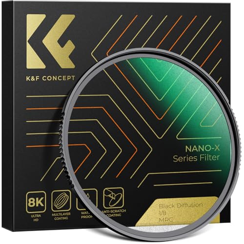 K&F Concept 82mm Black Diffusion 1/8 Filter Mist Cinematic Effect Lens Filter with 28 Multi-Layer Coatings Waterproof/Scratch Resistant for Video/Vlog/Portrait Photography (Nano-X Series)