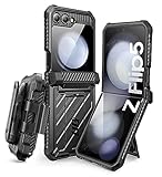 SUPCASE for Samsung Galaxy Z Flip 5 Case with Stand & Belt-Clip (Unicorn Beetle Pro), [Hinge Protection] [Front Screen Protector] Dual Layer Rugged Protective Phone Case for Galaxy Z Flip 5, Black