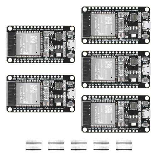 YEJMKJ 5pcs ESP32 ESP-32S Development Board ESP-WROOM-32 Module 2.4GHz Dual-Mode WiFi + Bluetooth Processor 2-in-1 Dual Cores Microcontroller Integrated Chip CP2102 for Arduino IDE
