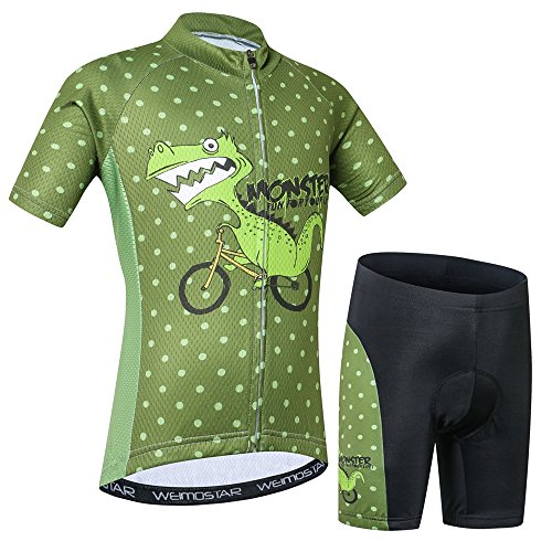 Cycling Jersey Kids,Short Sleeve Cartoon Road Mountain Bike Jersey Set/Top/Short for Girls Boys Breathable