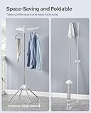 SONGMICS Clothes Drying Rack, 59-Inch Folding Laundry Drying Rack with 3 Rotatable Arms for Hangers, 4 Legs, Stainless Steel, for 27 Pieces of Clothes, White and Silver ULLR510W01