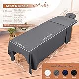 18Pcs 6 Sets Massage Table Sheets Set 3 Piece Set Includes Massage Bed Sheets, Massage Bed Cover Massage Face Rest Cover, Spa Bed Cover Massage Sheets Sets for Beauty Salon and Home Spa (Dark Grey)