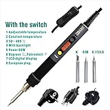 Soldering CXG EU/US/AU/UK 220V/110V C60W/C90W/C110W Solder Iron LCD Adjustable Temperature NCT Digital Display Electric Soldering Iron - (Power: 220V EU, Color: C110W)