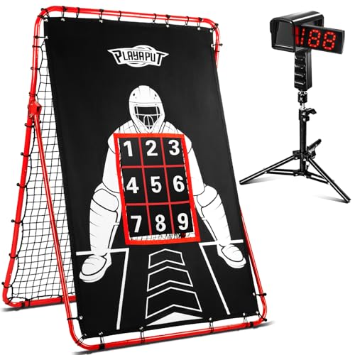PLAYAPUT 2 in 1 Baseball Rebouder Net & Radar Gun Combo Set for Baseball Softball, Improve Pitching,Hitting,Fielding Accuracy and Speed,Pitching Net & Baseball RadarTraining Equipment for All Players