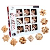 HMANE 9Pcs Wooden Brain Teaser Puzzle, IQ Test Toy, Kong Ming Lock Puzzle Disentanglement Puzzles Toy Unlock Interlock Game