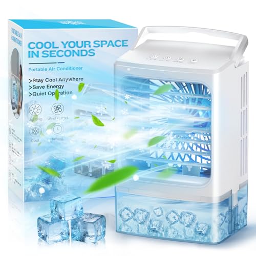 Portable Air Conditioners - Evaporative Air Cooler - Mini Personal Air Conditioner - 4-in-1 Small Ice Fan Air Cooler for Bedroom Camping Office
