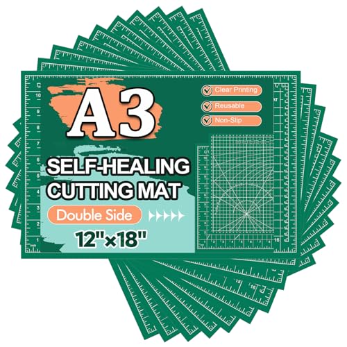 10 Pcs Self Healing Cutting Mat Bulk, 12"×18" Rotary Cutting Mats for Crafts, A3 Sewing Boards for Fabric Quilting Scrapbooking Precision Cutting Double Sided 5-Ply
