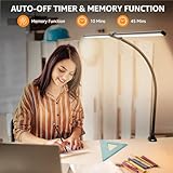 ShineTech Led Desk Lamp for Office Home, Bright Double Head Desk Light with Clamp, Architect Task Lamp 50 Lighting Modes Adjustable Flexible Gooseneck