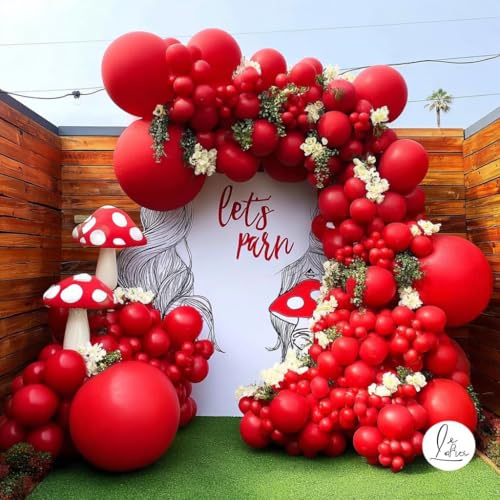 Captank Red Balloons Double Stuffed Dark Red Different Sizes Balloon Garland Arch Kit For Anniversary Wedding Proposal Bridal Shower Graduation Birthday Party Decoration