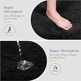 Walensee Large Bathroom Rug (24 x 72, Black) Extra Soft and Absorbent Shaggy Bathroom Mat Machine Washable Microfiber Bath Mat for Bathroom, Non Slip Bath Mat, Luxury Bathroom Floor Mats