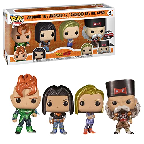 Funko Pop! Exclusive Dragon Ball Z Animation 4-Pack - Android 16, Android 17, Android 18 & Dr. Gero - Android Saga Collectible Vinyl Figure - 61120