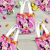 Minnie Mouse Party Favor Bag Set – 12 Pack of 8" Minnie Mouse Party Goodie Bags for Kids Bulk Reusable Mini Totes | Disney Birthday Party Supplies