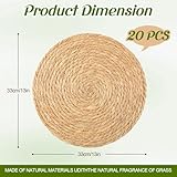 Colingmill 20 Pcs Round Woven Rattan Placemats, 13 Inch Rattan Placemats Natural Straw Hand Woven Farmhouse Round Place Mats for Dining Table Home Wedding Baby Shower Dinner