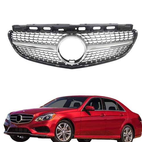 Diamond Grill Grille Fit For Mercedes Benz W212 E-Class E200 E250 E350 E550 2014 2015 2016 Doesn't fit W207 Coupe/Convertible E-Class!! SILVER