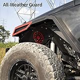 oEdRo Front & Rear Fender Flares Compatible with 2007-2018 Jeep Wrangler JK & JKU Unlimited(2-Door & 4-Door), Textured Black & Red Off-Road Metal Steel Wheel Flares 4 PCS Set