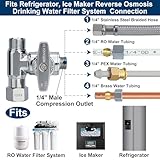 Brass Angle Stop Add-A-Tee Valve, 3/8 x 3/8 x 1/4 Compression Tee Valve,Feed Water Adapter for Refrigerators, Ice maker, Reverse Osmosis,RO Water Filter Systems, 3 Way Diverter Water Line Splitter