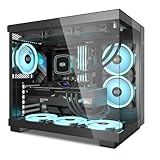 PCCOOLER C3T500 ARGB PC Case Mid Tower Desktop Computer Gaming Superior Case for ATX/M-ATX/ITX with 6 ARGB Case Fans,Column-Free Design,360MM Radiator&400MM GPU Support,Easy Installation (Black)