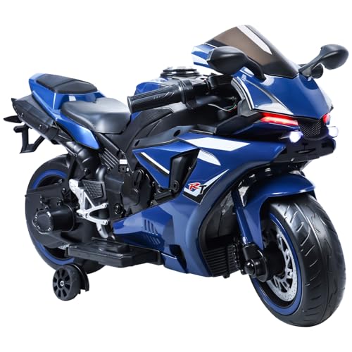 Awjaisca 12V Kids Motorcycle,Kids Electric Dirt Bike,Electric Motorcycle for 3-8 Years Old,Motos para Niños, Motorcycle Power Wheels for Boys,Speed UP to 9MPH,Pocket Bike with Auxiliary Wheels