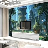 ANALTIRCE Anime Loft 3D Large Photo Wallpaper Wall Mural, Cartoon Building Wall Murals, Mural Wallpaper for Living Room Bedroom TV Background Wall Decor 137"×100"